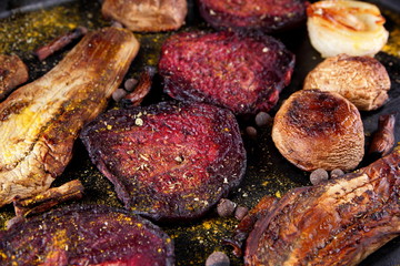 Vegetable assortment cooked on charcoal
