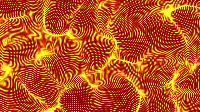 fiery abstract waves background - shape made of dots