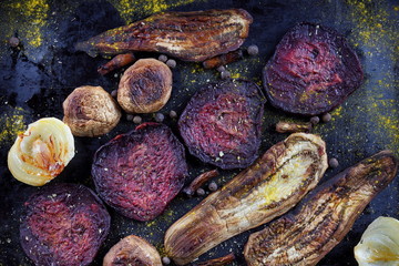 Vegetable assortment cooked on charcoal