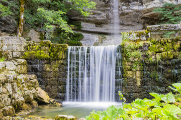 Waterfalls of the river Le Hérisson, in the French Jura