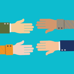 International partnership. Icon. Businessman handshake concept. Isolated flat vector illustration