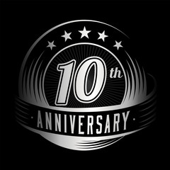 10 years anniversary design template. Vector and illustration. 10th logo.
