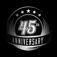 Fototapeta premium 45 years anniversary design template. Vector and illustration. 45th logo. 