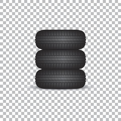 Fototapeta na wymiar Realistic car tire with shadow isolated on white background. Vector illustration.