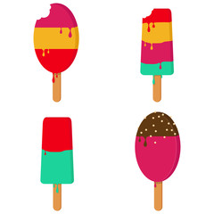 Bright ice cream. Flat style. The concept of summer, delicious food, sweets, childhood. Vector illustration