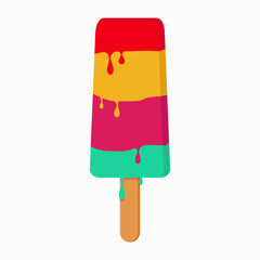 Bright ice cream. Flat style. The concept of summer, delicious food, sweets, childhood. Vector illustration