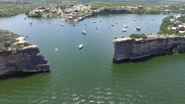 Aerial view of Possum Kingdom Lake at Hell's Gate.