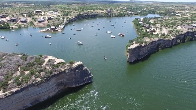 Aerial view of Possum Kingdom Lake at Hell's Gate.