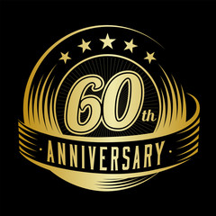 Fototapeta premium 60 years anniversary design template. Vector and illustration. 60th logo. 