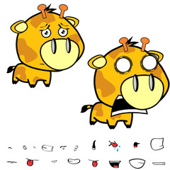 funny little big head giraffe expressions set in vector format very easy to edit 