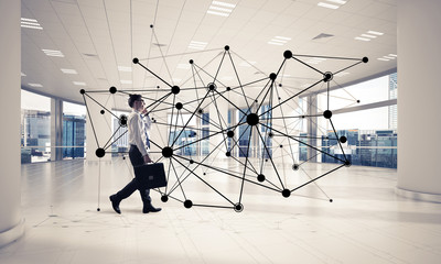 Obraz premium Networking and social communication concept as effective point f