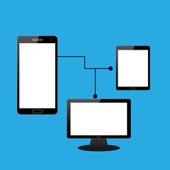 Connect smartphone, PC and tablet vector