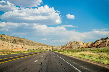 Highway in the desert. Traveling in Arizona by car