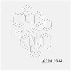 Abstract Black Line Pattern Hexagon. Creative Minimalistic Design