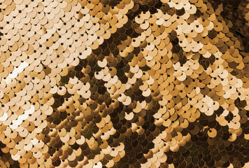 Golden sequins - sparkling sequined textile
