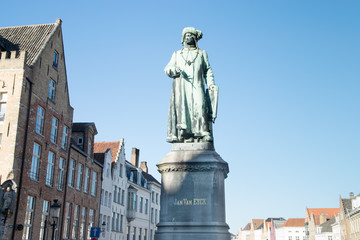 Fototapeta premium Jan Van Eyck Square in Bruges, Belgium