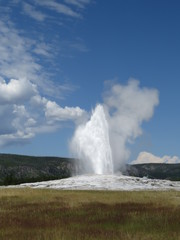 Old faithful geyer in yellowstone national park