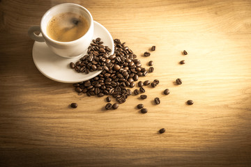 Coffe on wooden table