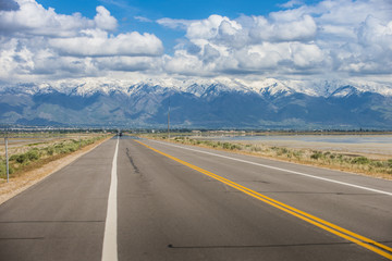 Road to Antelope island salt lake utah scenic landscape horizon vegitation weather