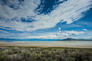 Antelope island salt lake utah scenic landscape horizon vegitation weather