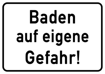 ks210 Kombi-Schild - Baden auf eigene Gefahr - A2 A3 A4 Plakat xxl - g5321