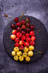 Different type of colorful cherries