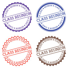 Class reunion badge isolated on white background. Flat style round label with text. Circular emblem vector illustration.