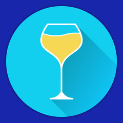 Icon with white wine Glass Burgundy alcoholic drink.Shop online for delivery alcoholic beverages. Vintage wine glasses..Flat a vector an icon with a shadow.