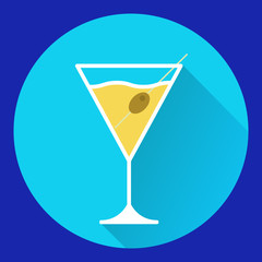 Icon with a glass of martini. Alcoholic drink cocktail in flat style a vector. An icon concept for design of the websites and infographic