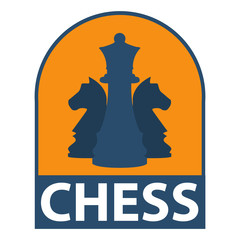Icon of chess in strategy in flat style. Concept of design of an emblem for the websites, banners and infographic,chess companies. Business sign, corporate identity.Template for school