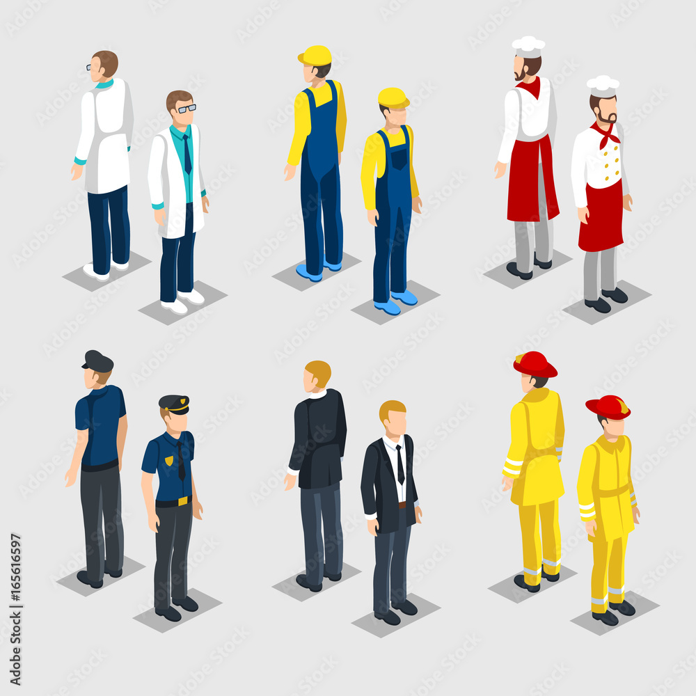 Sticker isometric professions collection