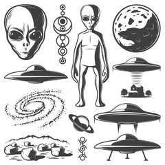 Vintage Monochrome UFO Elements Set © ivan mogilevchik