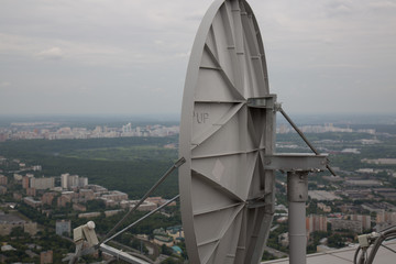 Concept communication satellite antenna roof receiver backdrop 