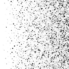 Dense black dots. Right gradient with dense black dots on white background. Vector illustration.