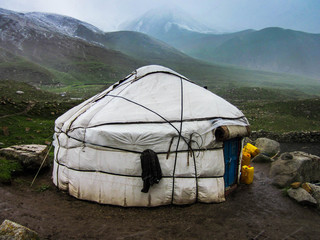 Kyrgyz yurt in the middle of the mountains, Kochkor area, Kyrgyztan