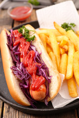 hot dog with french fries