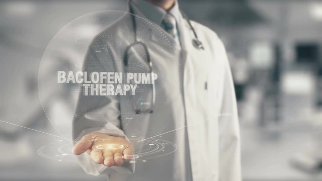 Doctor holding in hand Baclofen Pump Therapy