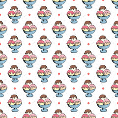 Ice cream seamless pattern hand drawn sketch, background, typography design vector illustration