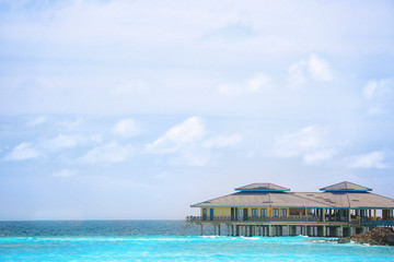 Modern beach house at tropical resort
