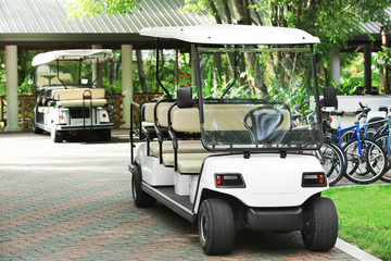 Modern vehicle parked outdoors