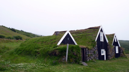 traditionelle isl&auml;ndische H&auml;user im Nationalpark Skaftafell in Island