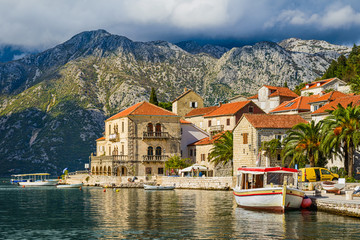 Perast town in the Bay of Kotor, Montenegro