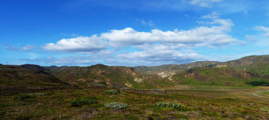 Fototapeta na wymiar typisch hügelige Landschaft in Island