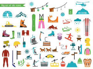 Big set of icons for ski and winter sports.