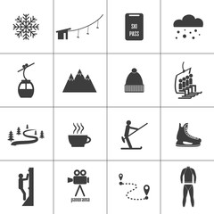 Set of icons for ski and winter sports.