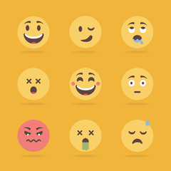 Vector illustration. Set of flat emoticons.