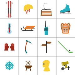 Set of icons for ski and winter sports.