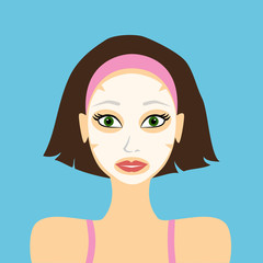 Young woman with cosmetic mask.