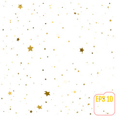 Golden stars are falling down. Vector illustration