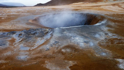 Námafjall Hverarönd Solfataren Fumarolensolfatara in Namfjall Hverir Myvatn, Namafjall, Hverir, Hverarönd, Myvatn Area, North Iceland   landscape of Hverarönd at Námaskarð, fumarole in solfatara area 